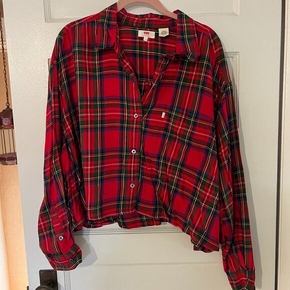 Levi's Red Plaid Button Down Shirt - Picture 1 of 6